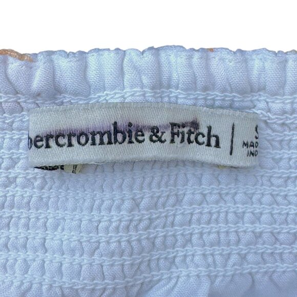 Abercrombie & Fitch Puff Sleeve Mini Dress Sz Small Pockets Tropical Linen Blend - Picture 6 of 11